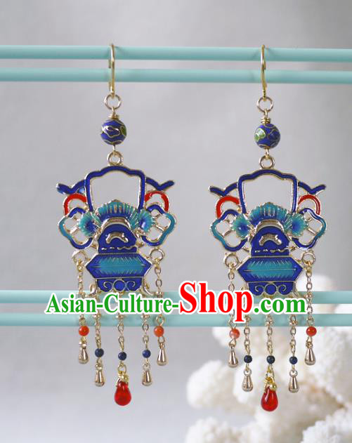 Chinese National Wedding Ear Accessories Traditional Cheongsam Cloisonne Earrings Chinese National Wedding Ear Accessories Traditional Cheongsam Cloisonne Earrings