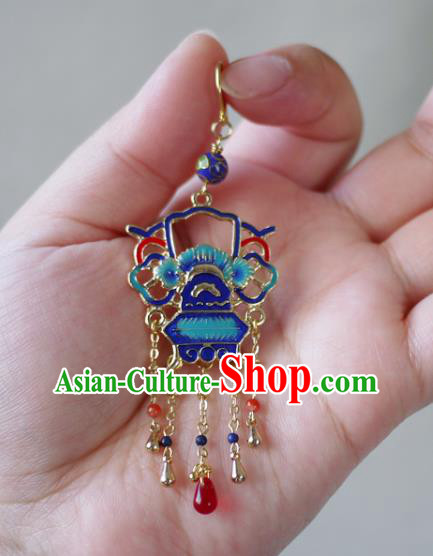 Chinese National Wedding Ear Accessories Traditional Cheongsam Cloisonne Earrings Chinese National Wedding Ear Accessories Traditional Cheongsam Cloisonne Earrings