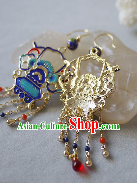 Chinese National Wedding Ear Accessories Traditional Cheongsam Cloisonne Earrings Chinese National Wedding Ear Accessories Traditional Cheongsam Cloisonne Earrings
