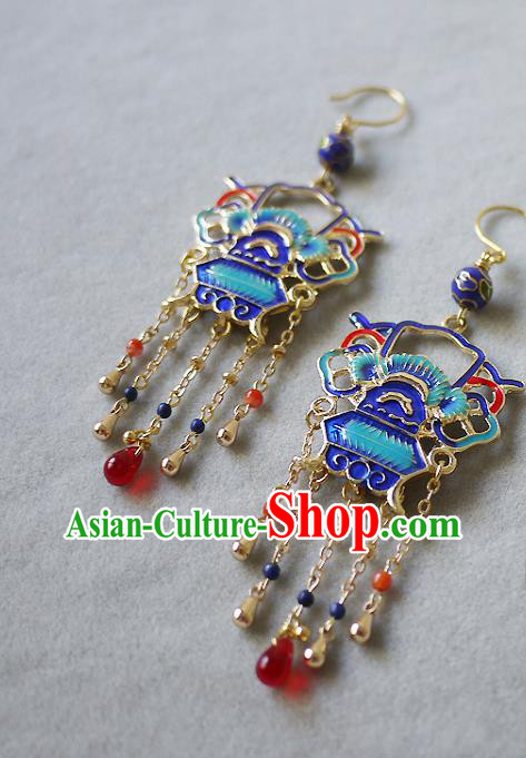 Chinese National Wedding Ear Accessories Traditional Cheongsam Cloisonne Earrings Chinese National Wedding Ear Accessories Traditional Cheongsam Cloisonne Earrings