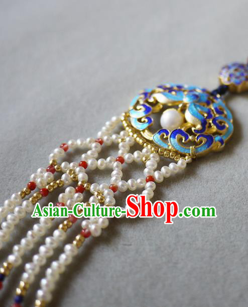 China Traditional Cheongsam Pearls Tassel Accessories Ancient Qing Dynasty Cloisonne Lotus Brooch Pendant China Traditional Cheongsam Pearls Tassel Accessories Ancient Qing Dynasty Cloisonne Lotus Brooch Pendant