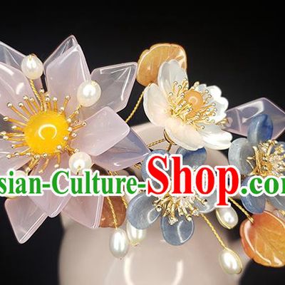 Chinese Ancient Palace Princess Hairpin Traditional Song Dynasty Imperial Consort Rose Quartz Hair Comb