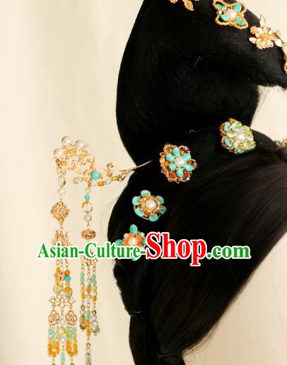 Chinese Ancient Court Beauty Hairpin Traditional Tang Dynasty Princess Hair Stick Tassel Step Shake Chinese Ancient Court Beauty Hairpin Traditional Tang Dynasty Princess Hair Stick Tassel Step Shake