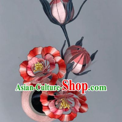 China Handmade Silk Peony Flowers Hairpin Traditional Hanfu Hair Accessories Ancient Song Dynasty Court Princess Hair Stick