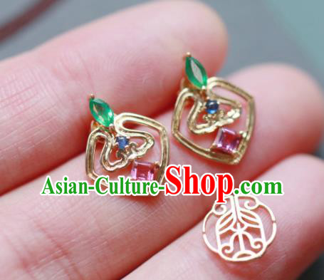 Chinese National Handmade Jewelry Handmade Golden Earrings Traditional Cheongsam Ear Accessories Chinese National Handmade Jewelry Handmade Golden Earrings Traditional Cheongsam Ear Accessories