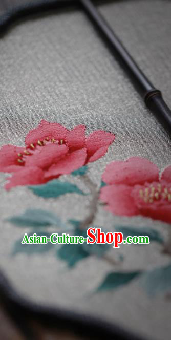 Chinese Handmade Kesi Camellia Painting Pattern Silk Fan Traditional Hanfu Palace Fan Dance Fan Chinese Handmade Kesi Camellia Painting Pattern Silk Fan Traditional Hanfu Palace Fan Dance Fan