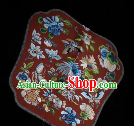 China Classical Red Silk Palace Fan Traditional Wedding Fan Handmade Embroidered Chrysanthemum Peony Fan China Classical Red Silk Palace Fan Traditional Wedding Fan Handmade Embroidered Chrysanthemum Peony Fan