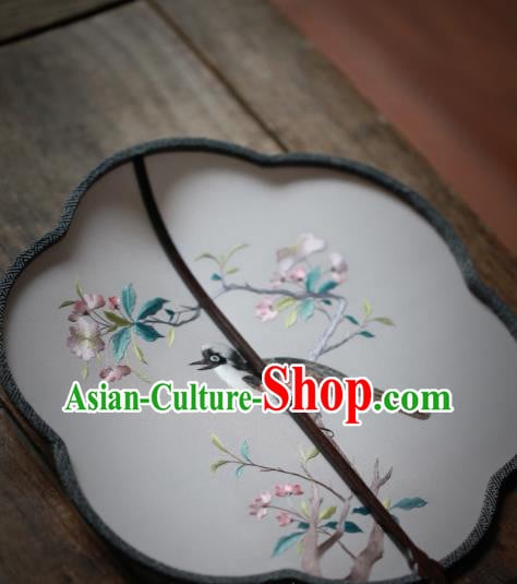 China Classical Silk Palace Fan Traditional Hanfu Fan Handmade Embroidered Begonia Bird Fan China Classical Silk Palace Fan Traditional Hanfu Fan Handmade Embroidered Begonia Bird Fan
