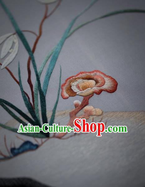 China Traditional Song Dynasty Hanfu Fan Handmade Embroidered Orchids Fan Classical Silk Palace Fan China Traditional Song Dynasty Hanfu Fan Handmade Embroidered Orchids Fan Classical Silk Palace Fan