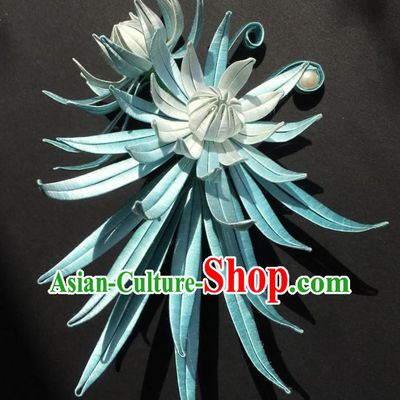 China Handmade Yellow Silk Chrysanthemum Hairpin Traditional Qing Dynasty Hair Accessories Ancient Court Woman Hair Stick