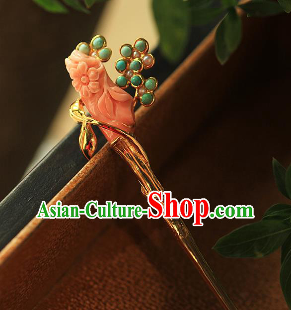 China Handmade Gems Hairpin Traditional Cheongsam Hair Accessories Ancient Hanfu Golden Hair Stick China Handmade Gems Hairpin Traditional Cheongsam Hair Accessories Ancient Hanfu Golden Hair Stick