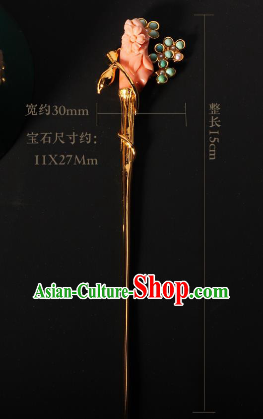 China Handmade Gems Hairpin Traditional Cheongsam Hair Accessories Ancient Hanfu Golden Hair Stick China Handmade Gems Hairpin Traditional Cheongsam Hair Accessories Ancient Hanfu Golden Hair Stick