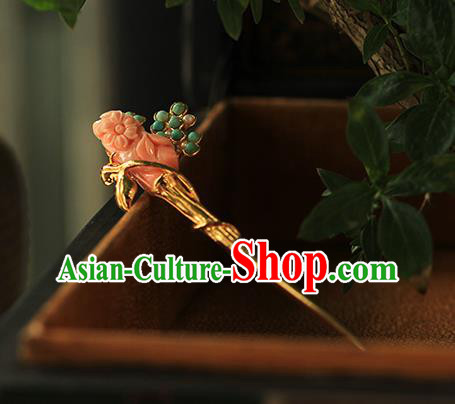 China Handmade Gems Hairpin Traditional Cheongsam Hair Accessories Ancient Hanfu Golden Hair Stick China Handmade Gems Hairpin Traditional Cheongsam Hair Accessories Ancient Hanfu Golden Hair Stick