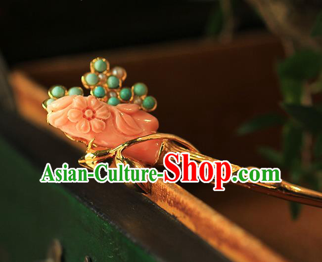 China Handmade Gems Hairpin Traditional Cheongsam Hair Accessories Ancient Hanfu Golden Hair Stick China Handmade Gems Hairpin Traditional Cheongsam Hair Accessories Ancient Hanfu Golden Hair Stick