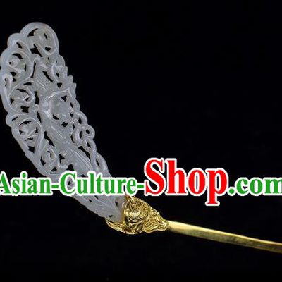 China Handmade Five Dynasties Hairpin Traditional Hanfu Hair Accessories Ancient Court Lady Jade Hair Stick