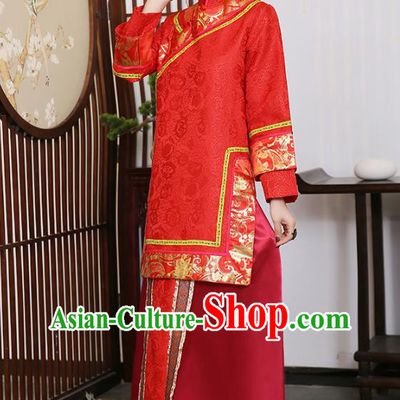 China Ancient Rich Young Mistress Red Dress Traditional Qing Dynasty Wealthy Madame Garment Clothing