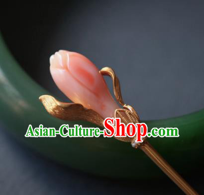 China Ancient Princess Pink Mangnolia Hairpin Handmade Traditional Cheongsam Hair Accessories China Ancient Princess Pink Mangnolia Hairpin Handmade Traditional Cheongsam Hair Accessories