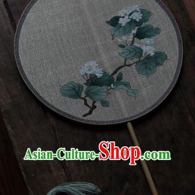 Chinese Ancient Hanfu Fans Handmade Kesi Jasmine Flower Painting Silk Circular Fan Traditional Song Dynasty Palace Fan