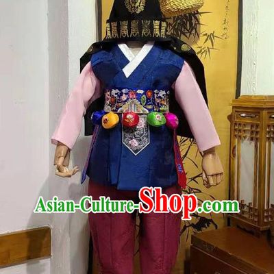 Korean Boy Prince Hanbok Clothing Korean Children Clothing Traditional Garment Costumes and Hat