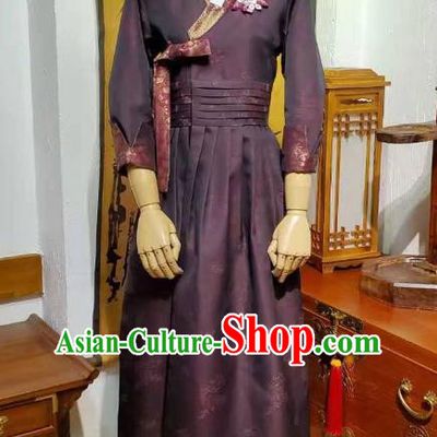 Asian Korea Informal Purple Dress Korean Traditional Garments Fashion Young Woman Hanbok Clothing