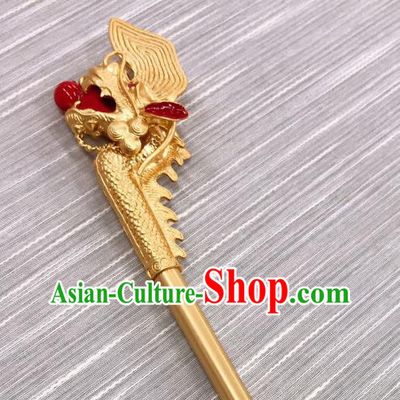 Korean Court Bride Hairpin Traditional Wedding Hair Accessories Korea Stage Performance Golden Dragon Hair Stick