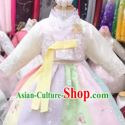 Asian Korean Girl Pink Blouse and Dress Children Princess Garments Fashion Korea Traditional Birthday Hanbok Clothing