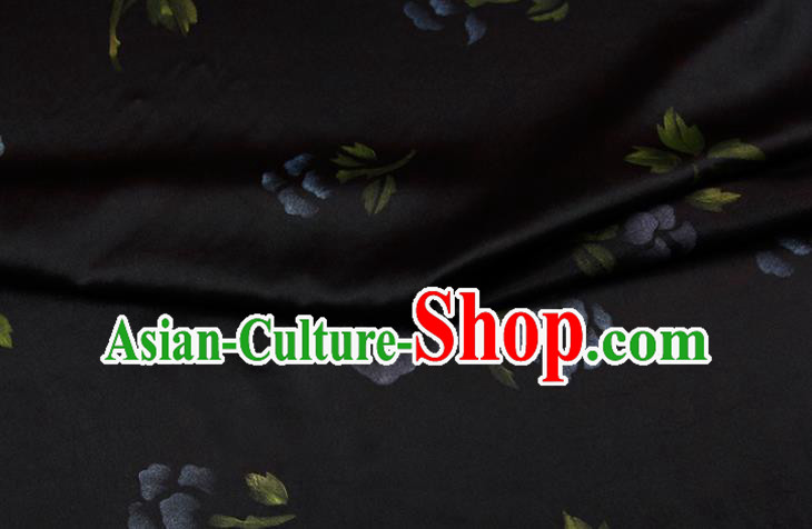 China Traditional Fabric Classical Flowers Pattern Black Silk Gambiered Guangdong Gauze China Traditional Fabric Classical Flowers Pattern Black Silk Gambiered Guangdong Gauze