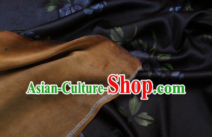 China Traditional Fabric Classical Flowers Pattern Black Silk Gambiered Guangdong Gauze China Traditional Fabric Classical Flowers Pattern Black Silk Gambiered Guangdong Gauze