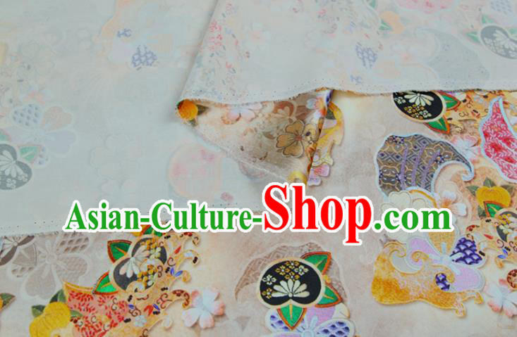 China Printing Beige Satin Drapery Traditional Silk Fabric Classical Cheongsam Cloth China Printing Beige Satin Drapery Traditional Silk Fabric Classical Cheongsam Cloth