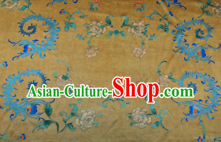 China Yellow Gambiered Guangdong Gauze Traditional Cheongsam Silk Fabric Classical Cloth Drapery China Yellow Gambiered Guangdong Gauze Traditional Cheongsam Silk Fabric Classical Cloth Drapery
