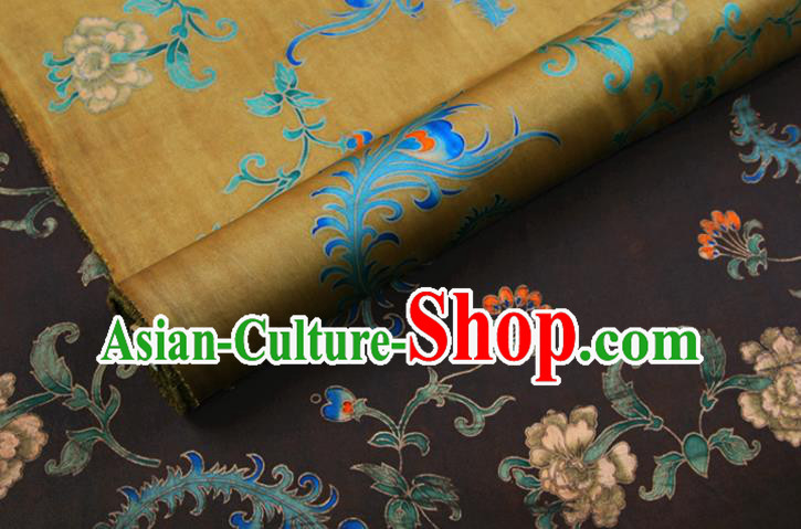 China Yellow Gambiered Guangdong Gauze Traditional Cheongsam Silk Fabric Classical Cloth Drapery China Yellow Gambiered Guangdong Gauze Traditional Cheongsam Silk Fabric Classical Cloth Drapery