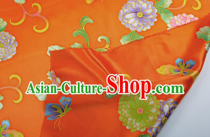China Traditional Cheongsam Silk Fabric Classical Peony Pattern Orange Brocade Cloth Satin Drapery China Traditional Cheongsam Silk Fabric Classical Peony Pattern Orange Brocade Cloth Satin Drapery
