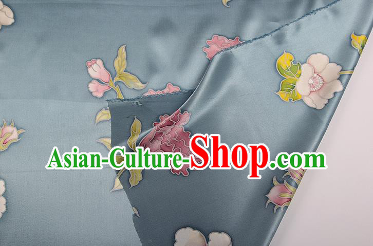 China Traditional Satin Drapery Cheongsam Silk Fabric Classical Peony Pattern Grey Brocade Cloth China Traditional Satin Drapery Cheongsam Silk Fabric Classical Peony Pattern Grey Brocade Cloth