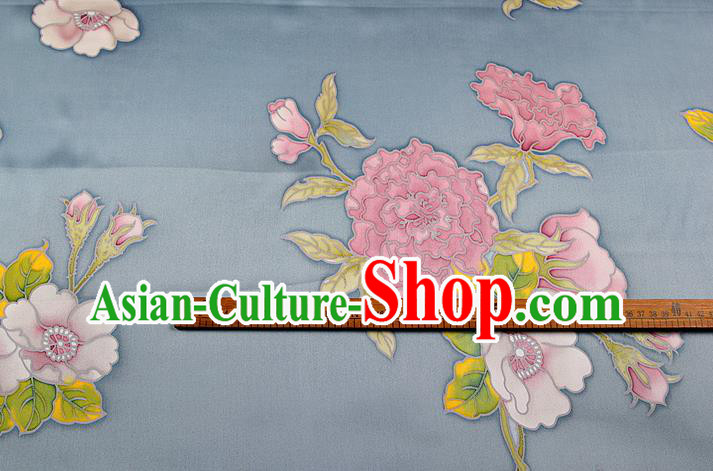 China Traditional Satin Drapery Cheongsam Silk Fabric Classical Peony Pattern Grey Brocade Cloth China Traditional Satin Drapery Cheongsam Silk Fabric Classical Peony Pattern Grey Brocade Cloth