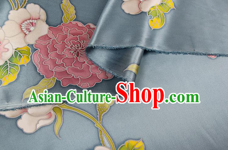 China Traditional Satin Drapery Cheongsam Silk Fabric Classical Peony Pattern Grey Brocade Cloth China Traditional Satin Drapery Cheongsam Silk Fabric Classical Peony Pattern Grey Brocade Cloth