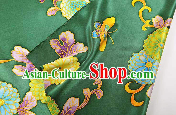 China Classical Peony Pattern Green Brocade Cloth Traditional Satin Drapery Cheongsam Silk Fabric China Classical Peony Pattern Green Brocade Cloth Traditional Satin Drapery Cheongsam Silk Fabric