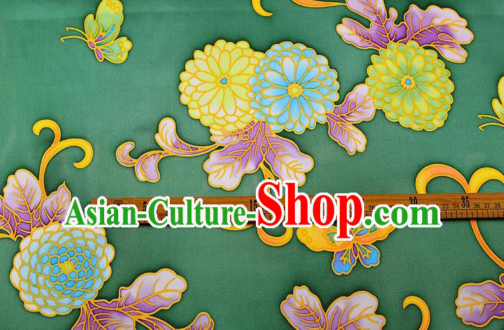 China Classical Peony Pattern Green Brocade Cloth Traditional Satin Drapery Cheongsam Silk Fabric China Classical Peony Pattern Green Brocade Cloth Traditional Satin Drapery Cheongsam Silk Fabric