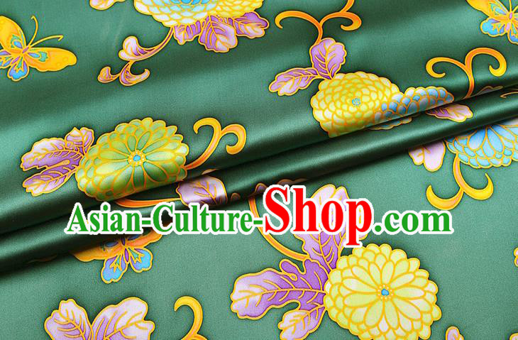 China Classical Peony Pattern Green Brocade Cloth Traditional Satin Drapery Cheongsam Silk Fabric China Classical Peony Pattern Green Brocade Cloth Traditional Satin Drapery Cheongsam Silk Fabric