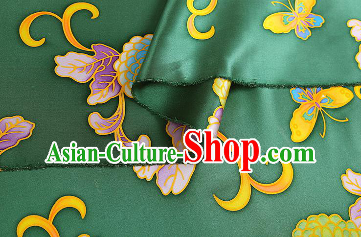 China Classical Peony Pattern Green Brocade Cloth Traditional Satin Drapery Cheongsam Silk Fabric China Classical Peony Pattern Green Brocade Cloth Traditional Satin Drapery Cheongsam Silk Fabric