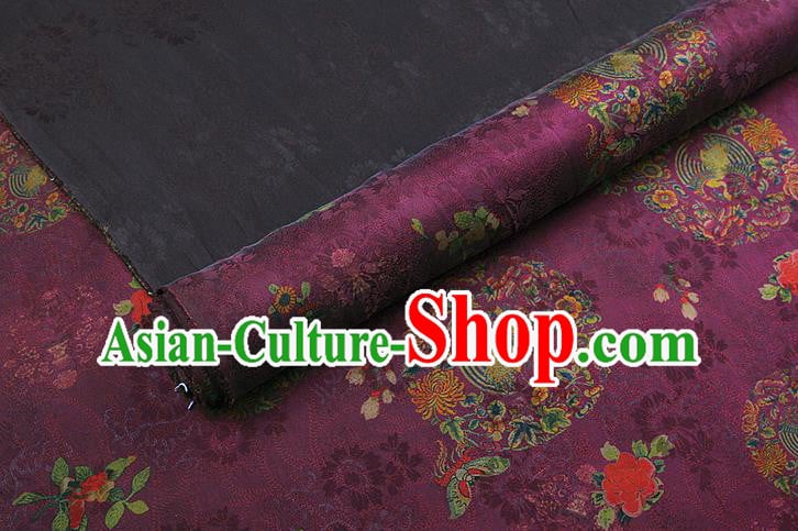 China Classical Phoenix Pattern Purple Gambiered Guangdong Gauze Cloth Traditional Cheongsam Silk Fabric China Classical Phoenix Pattern Purple Gambiered Guangdong Gauze Cloth Traditional Cheongsam Silk Fabric