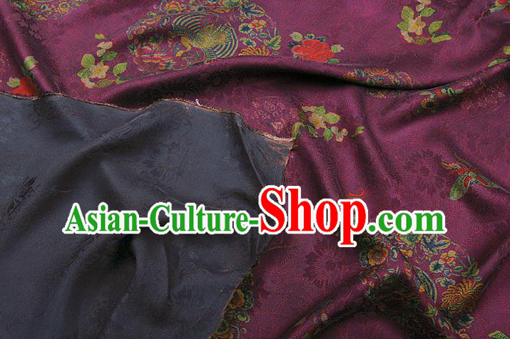China Classical Phoenix Pattern Purple Gambiered Guangdong Gauze Cloth Traditional Cheongsam Silk Fabric China Classical Phoenix Pattern Purple Gambiered Guangdong Gauze Cloth Traditional Cheongsam Silk Fabric