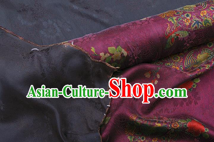 China Classical Phoenix Pattern Purple Gambiered Guangdong Gauze Cloth Traditional Cheongsam Silk Fabric China Classical Phoenix Pattern Purple Gambiered Guangdong Gauze Cloth Traditional Cheongsam Silk Fabric