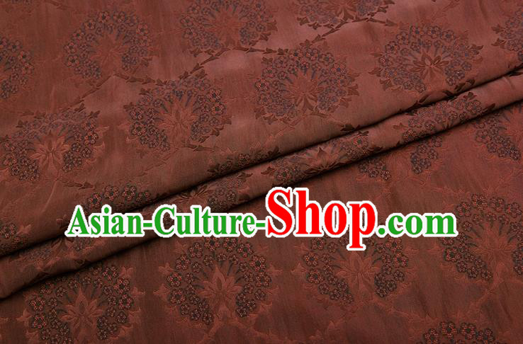 China Traditional Cheongsam Silk Fabric Classical Pattern Brown Gambiered Guangdong Gauze Cloth China Traditional Cheongsam Silk Fabric Classical Pattern Brown Gambiered Guangdong Gauze Cloth