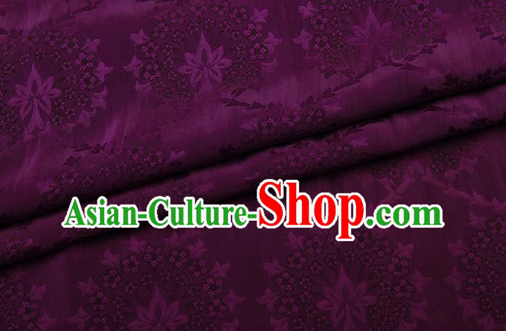 China Traditional Cheongsam Deep Purple Silk Fabric Classical Gambiered Guangdong Gauze China Traditional Cheongsam Deep Purple Silk Fabric Classical Gambiered Guangdong Gauze