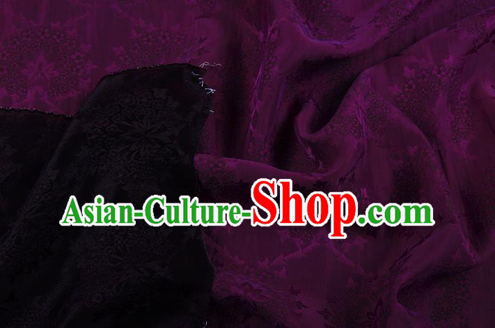 China Traditional Cheongsam Deep Purple Silk Fabric Classical Gambiered Guangdong Gauze China Traditional Cheongsam Deep Purple Silk Fabric Classical Gambiered Guangdong Gauze