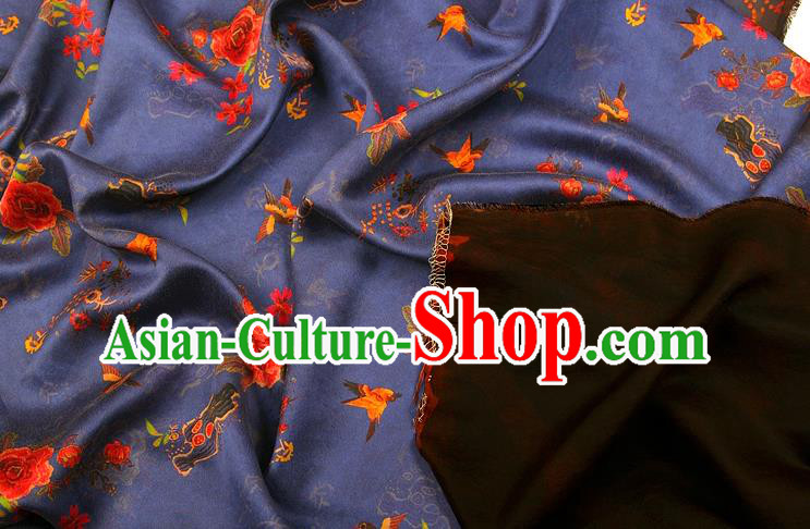 China Classical Cheongsam Gambiered Guangdong Gauze Traditional Peony Pattern Blue Brocade Drapery Silk Fabric China Classical Cheongsam Gambiered Guangdong Gauze Traditional Peony Pattern Blue Brocade Drapery Silk Fabric