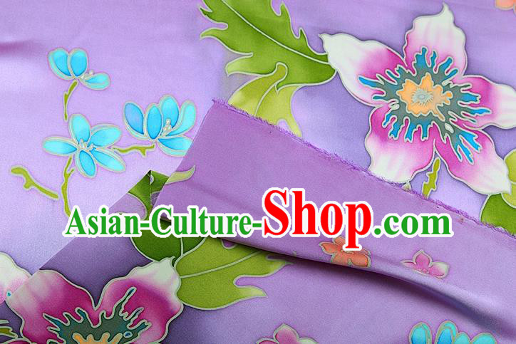 China Printing Silk Fabric Classical Cheongsam Satin Drapery Traditional Flowers Pattern Lilac Brocade China Printing Silk Fabric Classical Cheongsam Satin Drapery Traditional Flowers Pattern Lilac Brocade