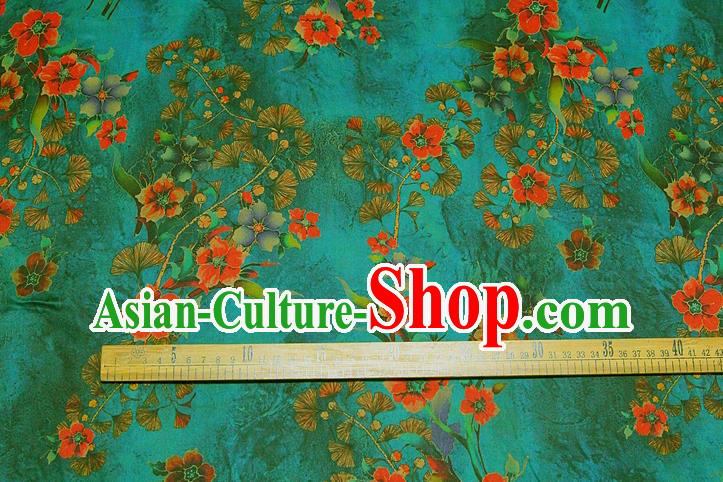 China Traditional Flowers Pattern Gambiered Guangdong Gauze Silk Fabric Classical Green Brocade China Traditional Flowers Pattern Gambiered Guangdong Gauze Silk Fabric Classical Green Brocade