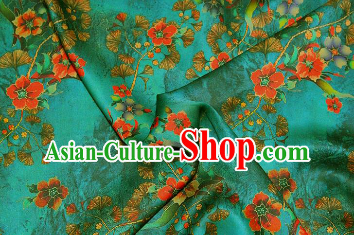 China Traditional Flowers Pattern Gambiered Guangdong Gauze Silk Fabric Classical Green Brocade China Traditional Flowers Pattern Gambiered Guangdong Gauze Silk Fabric Classical Green Brocade