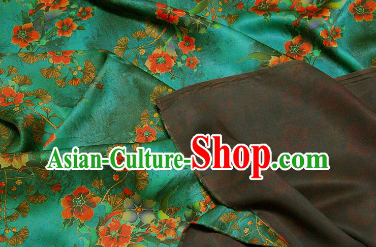 China Traditional Flowers Pattern Gambiered Guangdong Gauze Silk Fabric Classical Green Brocade China Traditional Flowers Pattern Gambiered Guangdong Gauze Silk Fabric Classical Green Brocade